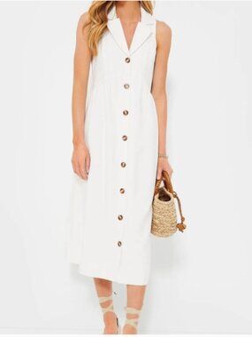 Pomander Place Tuckernuck Jules Shirt Dress Midi White Sz Medium